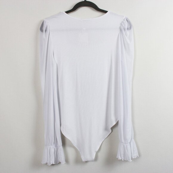 Mangopop Square Neck Sheer Long Sleeve Bodysuit - Picture 16 of 16